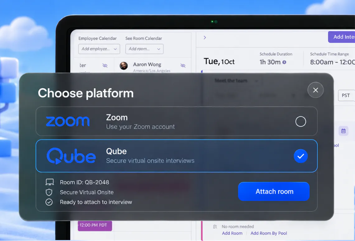 Qube attaching to an interview room in your existing workflow